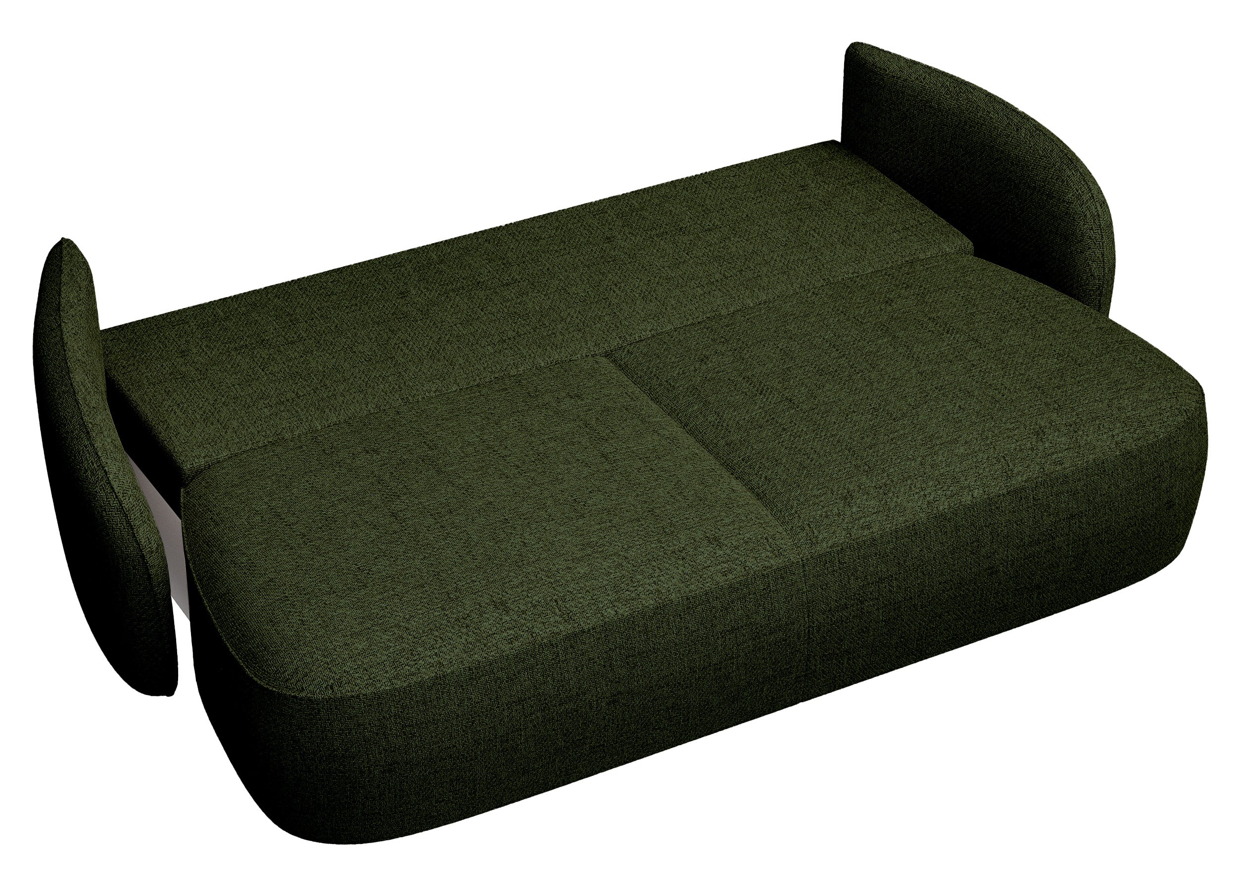Dreisitziges ausklappbares Sofa Savoy mit Stauraum, olivgrünes Geflecht