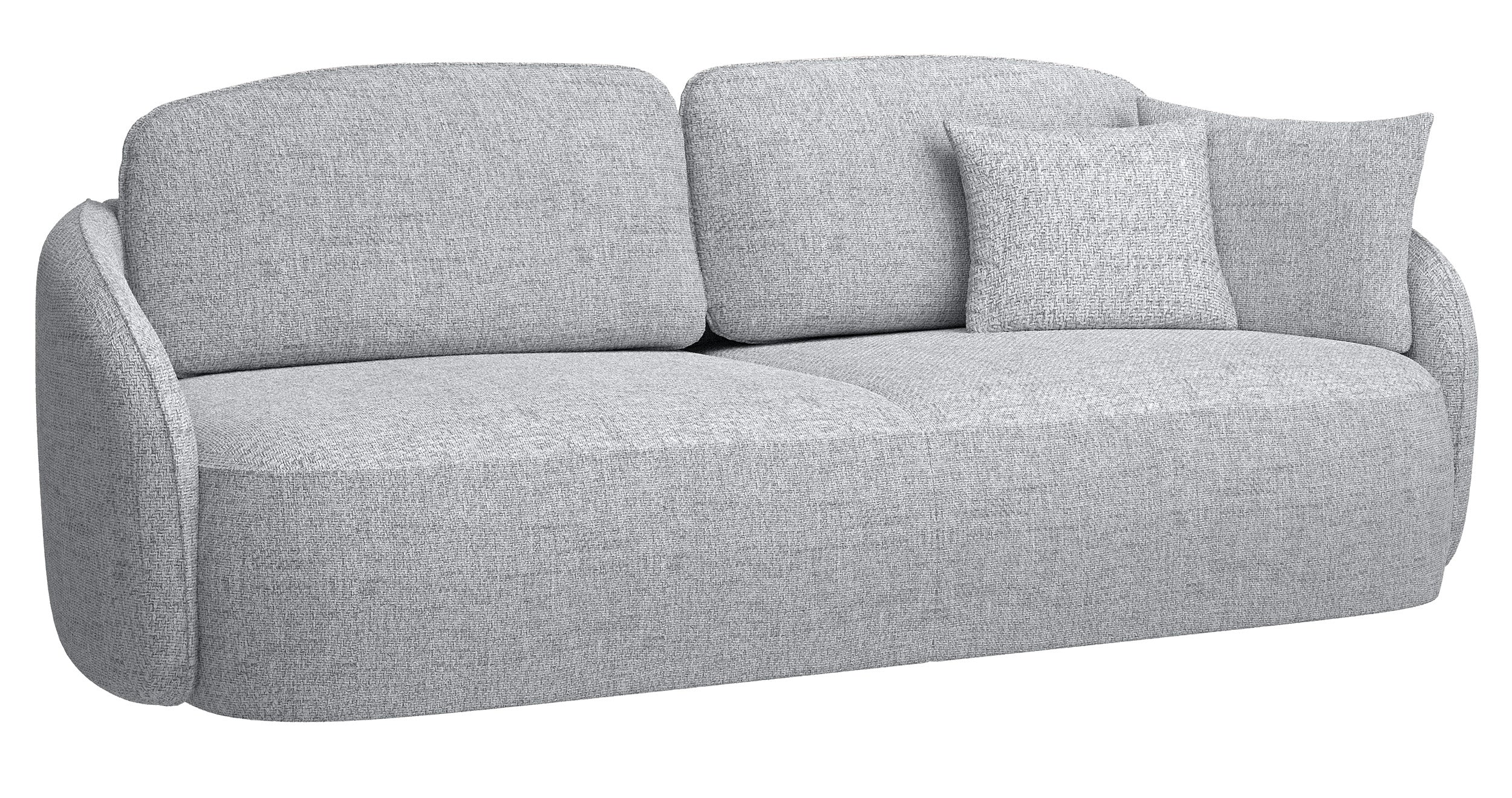 Dreisitziges Schlafsofa Savoy mit Stauraum, hellgraues Geflecht