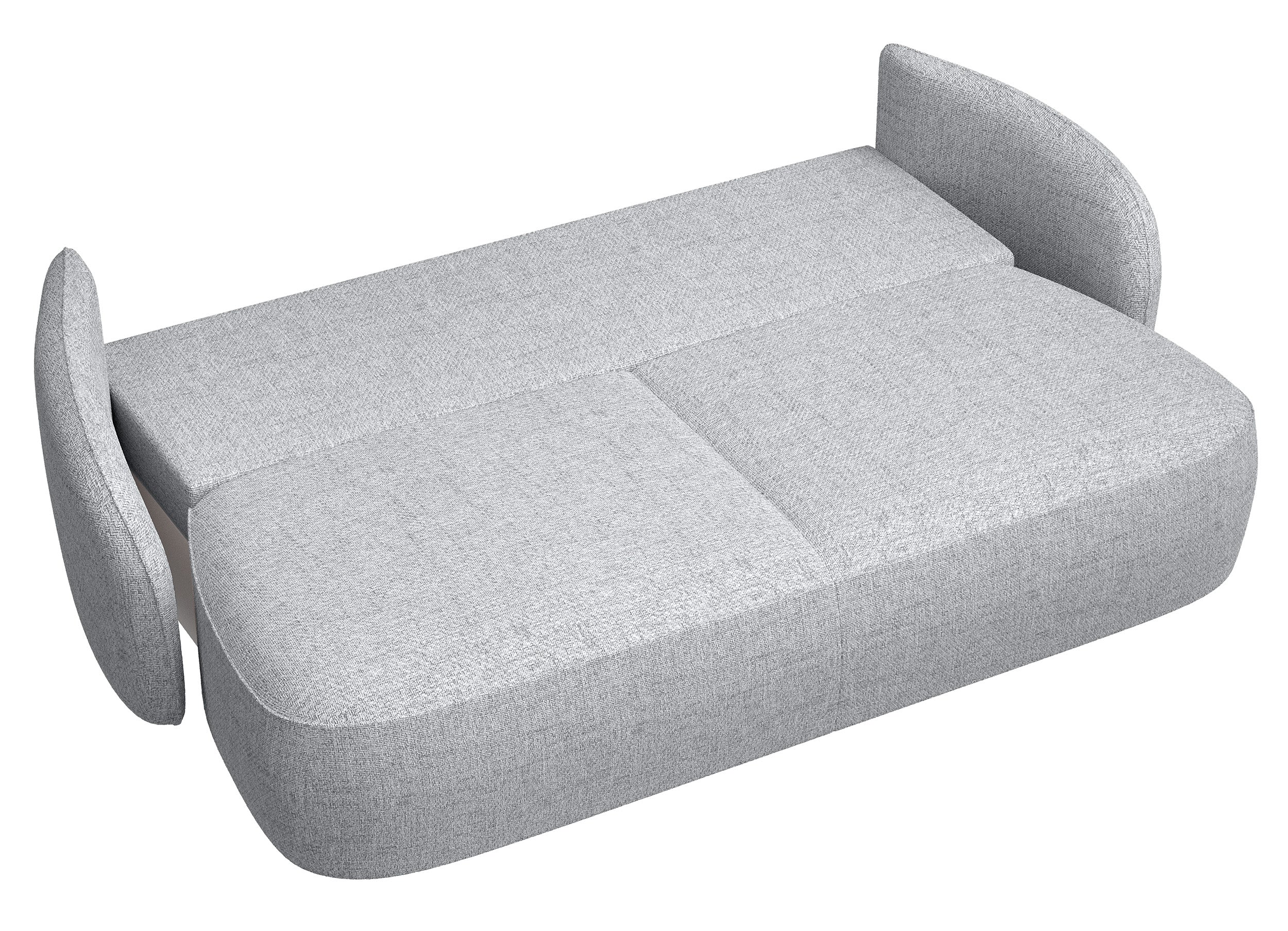 Dreisitziges Schlafsofa Savoy mit Stauraum, hellgraues Geflecht