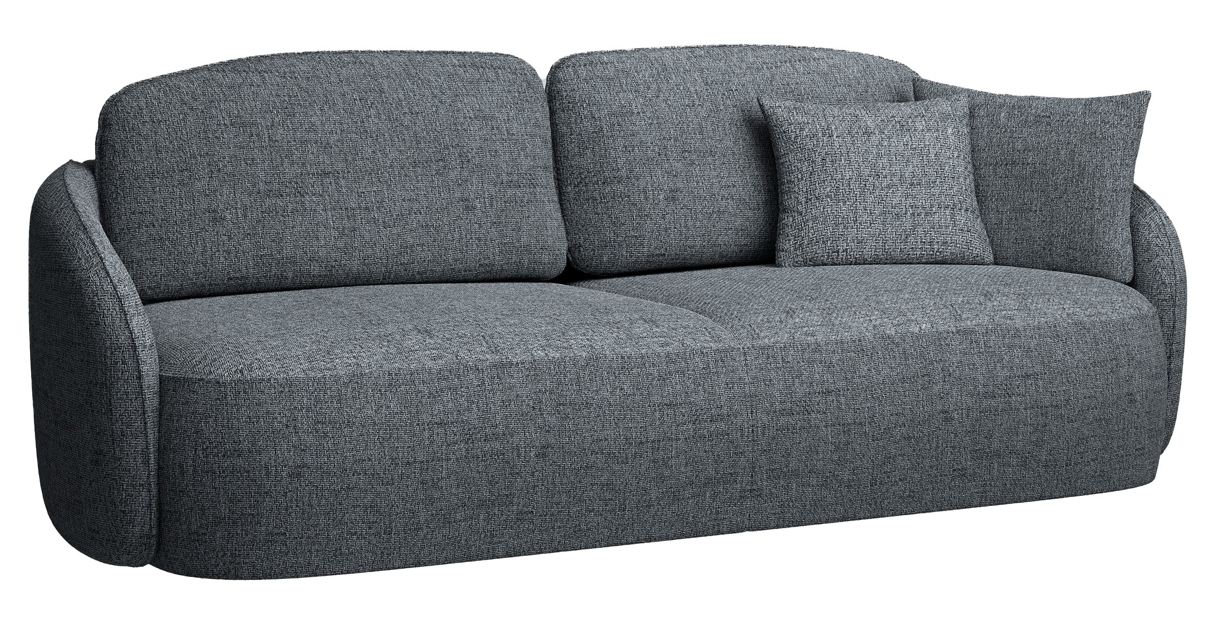 Dreisitziges ausklappbares Sofa Savoy mit Stauraum, dunkelgraues Geflecht