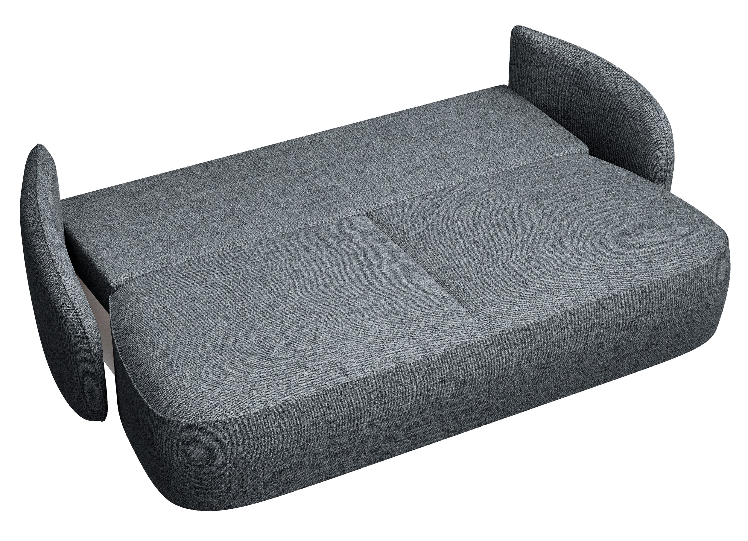Dreisitziges ausklappbares Sofa Savoy mit Stauraum, dunkelgraues Geflecht