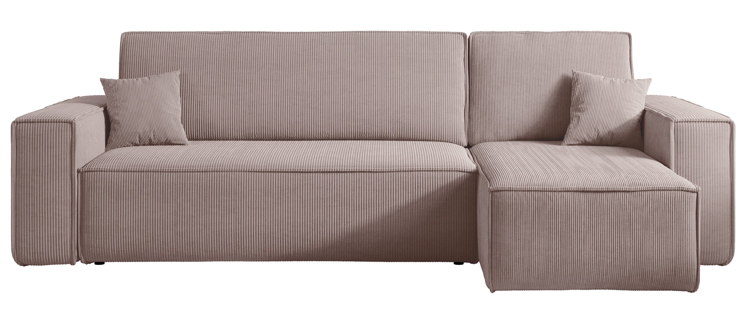 Ecksofa mit Schlaffunktion Scarlo, L-förmig, mit Stauraum, universell, beige Cordstoff