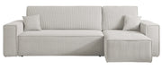 Ecksofa mit Schlafunktion Scarlo, L-förmig, mit Stauraum, universell, hellbeige Cordstoff