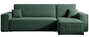 Ecksofa mit Schlaffunktion Scarlo, L-förmig, mit Stauraum, universell, dunkelgrüner Cordstoff