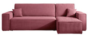 Ecksofa mit Schlaffunktion Scarlo, L-förmig, mit Stauraum, universell, dunkelrosa Cordstoff