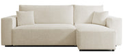 Ecksofa mit Schlaffunktion Scarlo, L-förmig, universell, mit Stauraum, cremefarbenes Bouclé