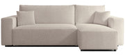 Ecksofa mit Schlaffunktion Scarlo, L-förmig, universell, mit Stauraum, hellbeiger Bouclé-Stoff