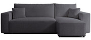 Ecksofa mit Schlaffunktion Scarlo, universell L-förmig, mit Stauraum, dunkelgrauer Bouclé-Stoff