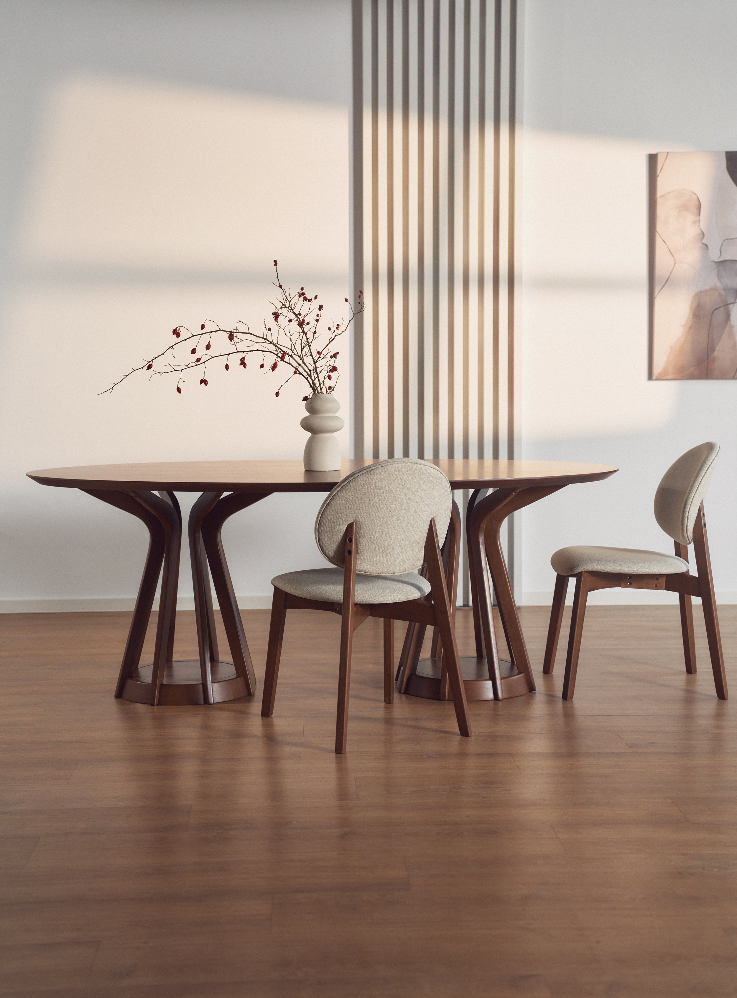 Holzstuhl für das Esszimmer Stenne Nussbaum/Beige