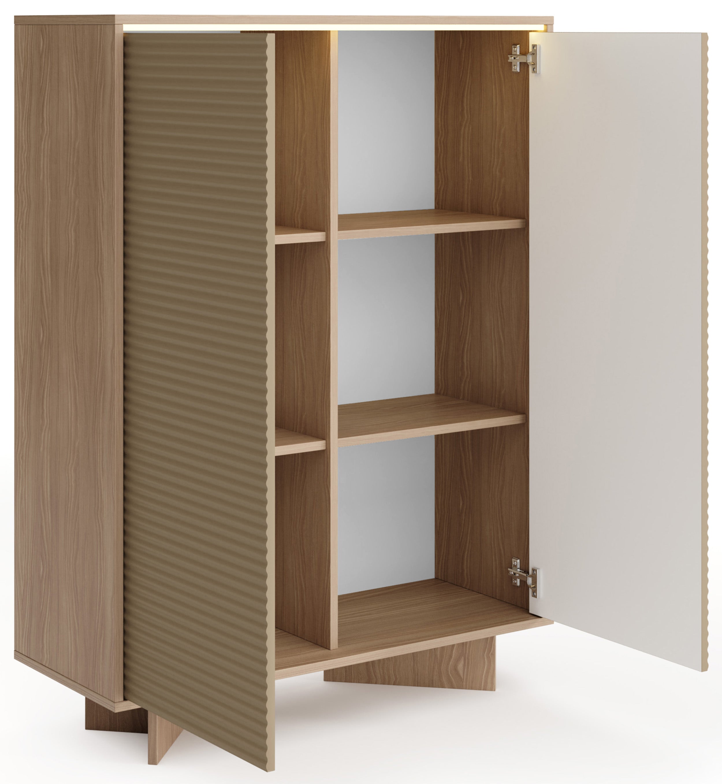 Zweitrüriger Kommode Semi mit LED-Beleuchtung 104 cm Bolivar Natur/Cappuccino