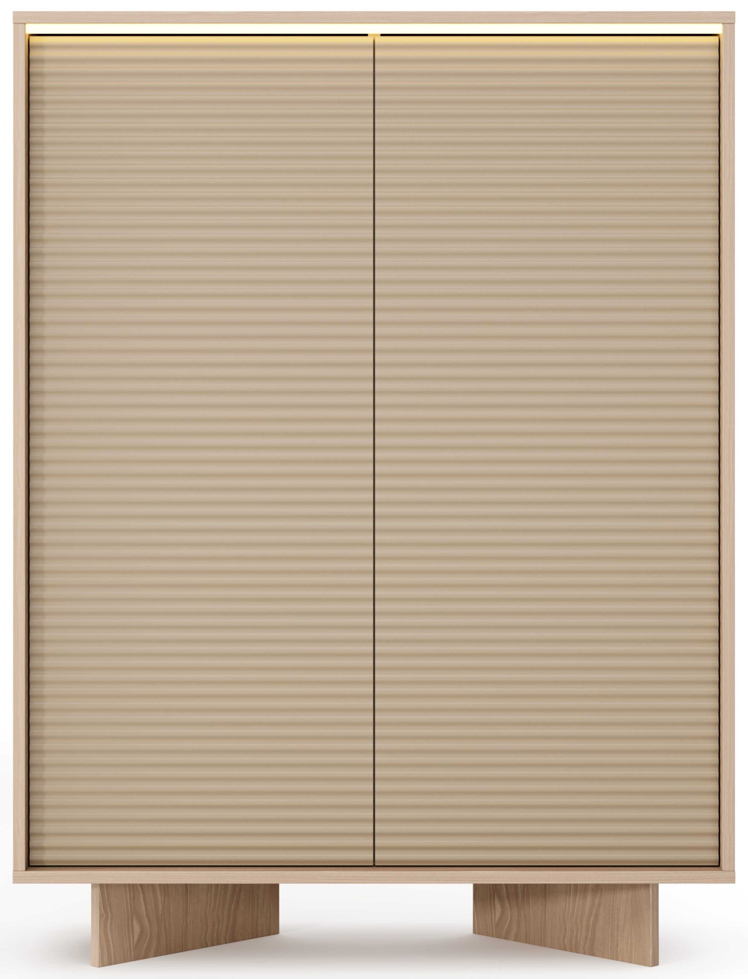 Zweitrüriger Kommode Semi mit LED-Beleuchtung 104 cm Bolivar Natur/Cappuccino