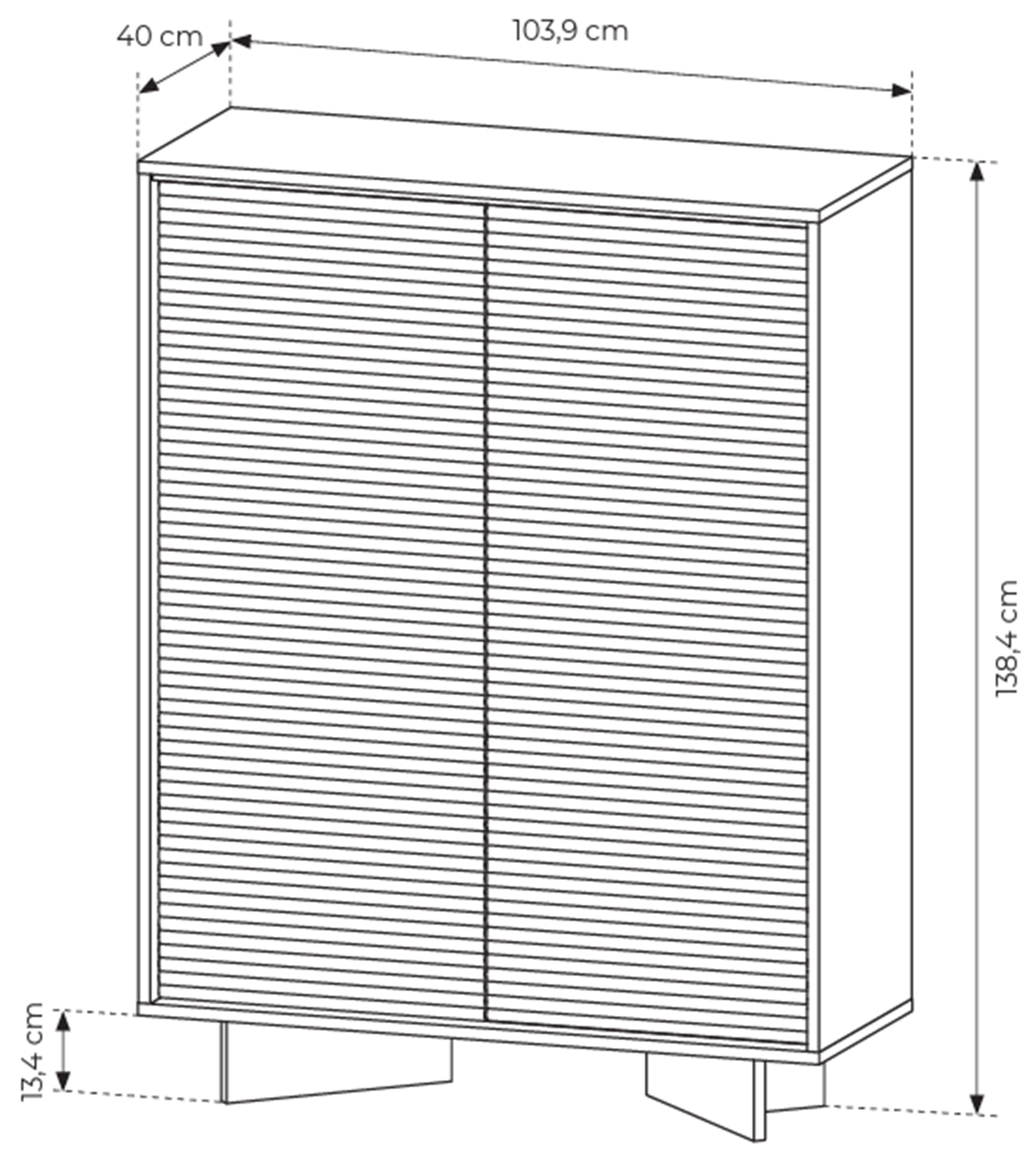 Zweitrüriger Kommode Semi mit LED-Beleuchtung 104 cm Bolivar Natur/Cappuccino