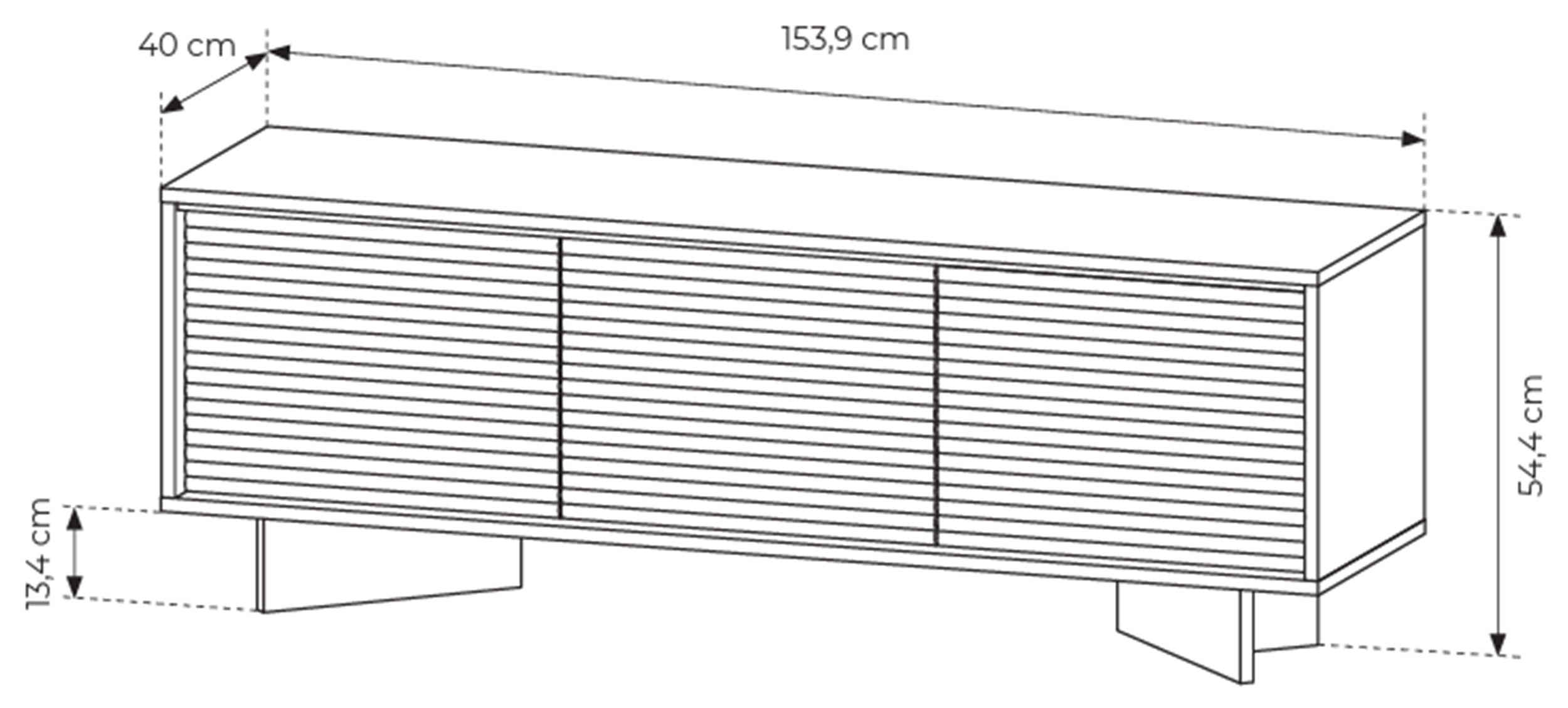 TV-Schrank Semi mit drei Türen und LED-Beleuchtung, 154 cm, Bolivar Natur/Cappuccino