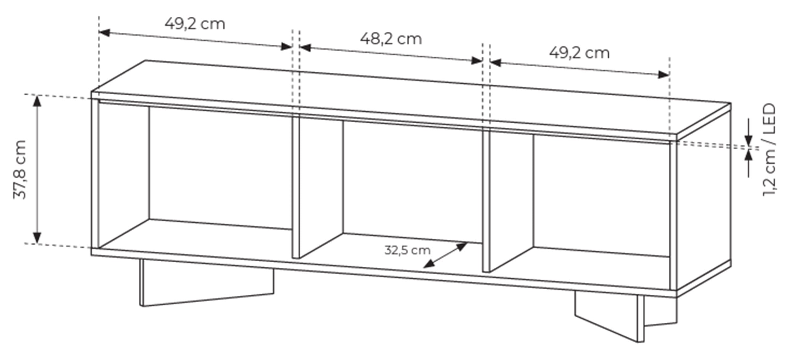 TV-Schrank Semi mit drei Türen und LED-Beleuchtung, 154 cm, Bolivar Natur/Cappuccino