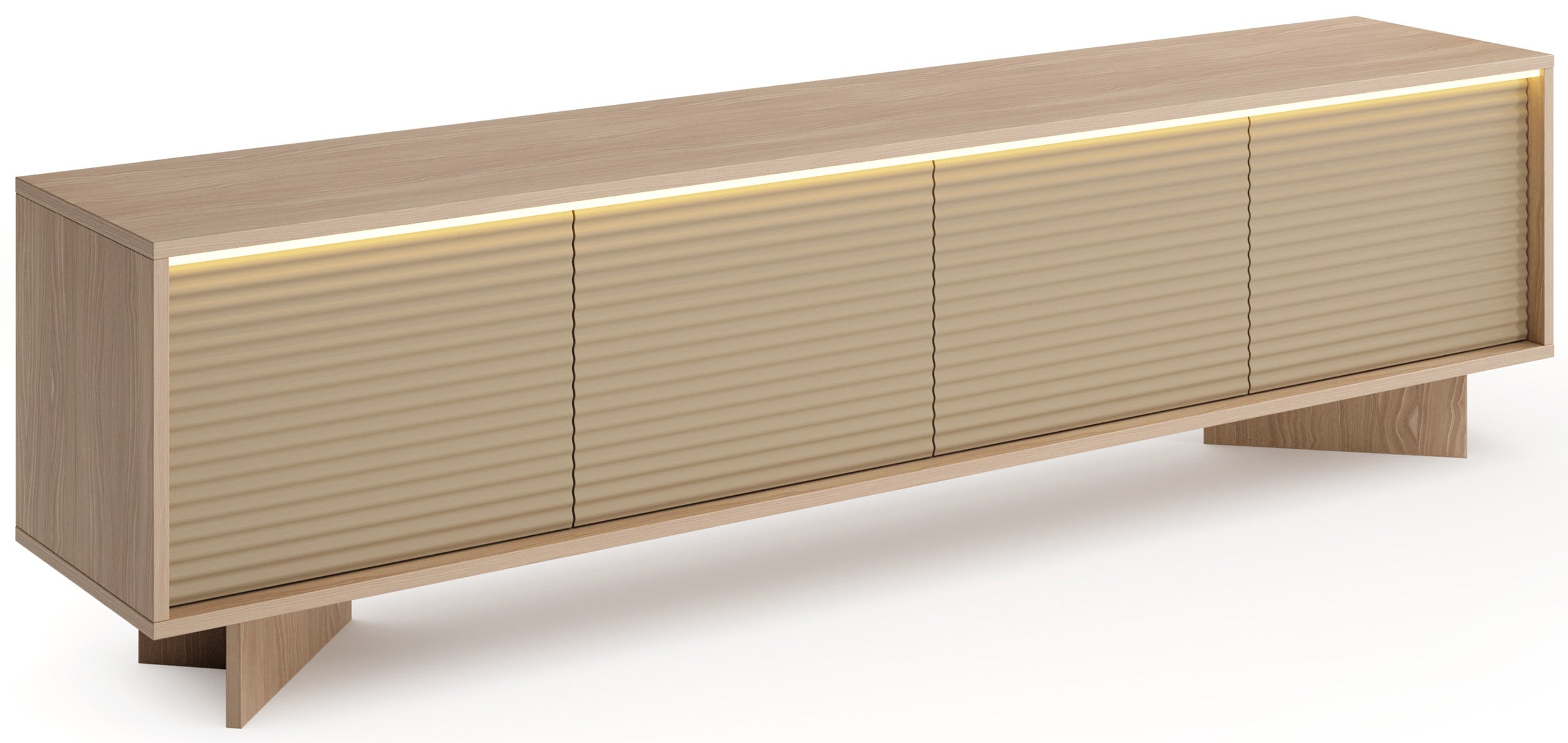 Viertrügiger TV-Schrank Semi mit LED-Beleuchtung 204 cm Bolivar Natur/Cappuccino