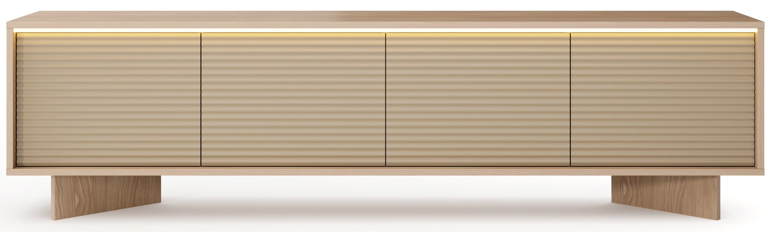 Viertrügiger TV-Schrank Semi mit LED-Beleuchtung 204 cm Bolivar Natur/Cappuccino