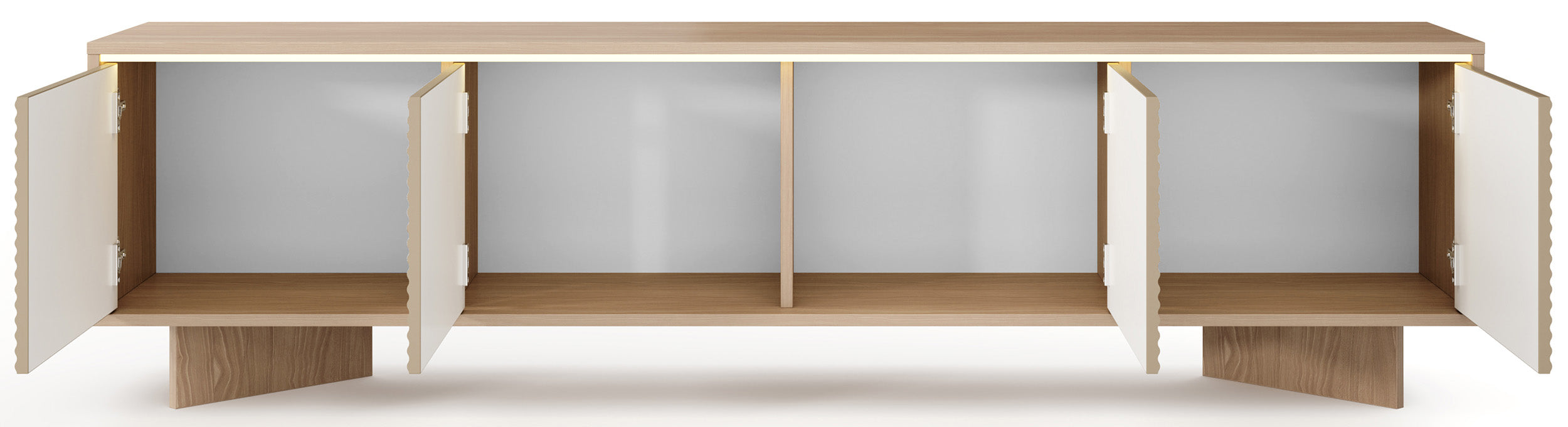 Viertrügiger TV-Schrank Semi mit LED-Beleuchtung 204 cm Bolivar Natur/Cappuccino