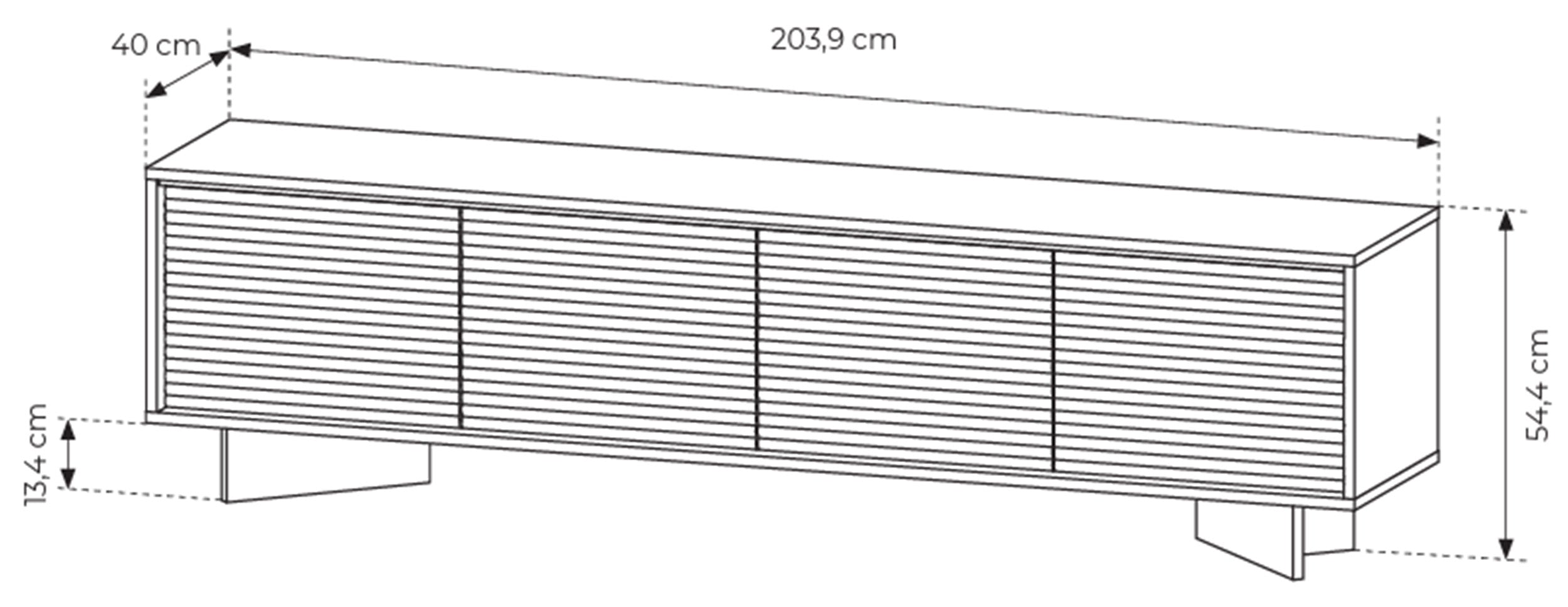 Viertrügiger TV-Schrank Semi mit LED-Beleuchtung 204 cm Bolivar Natur/Cappuccino