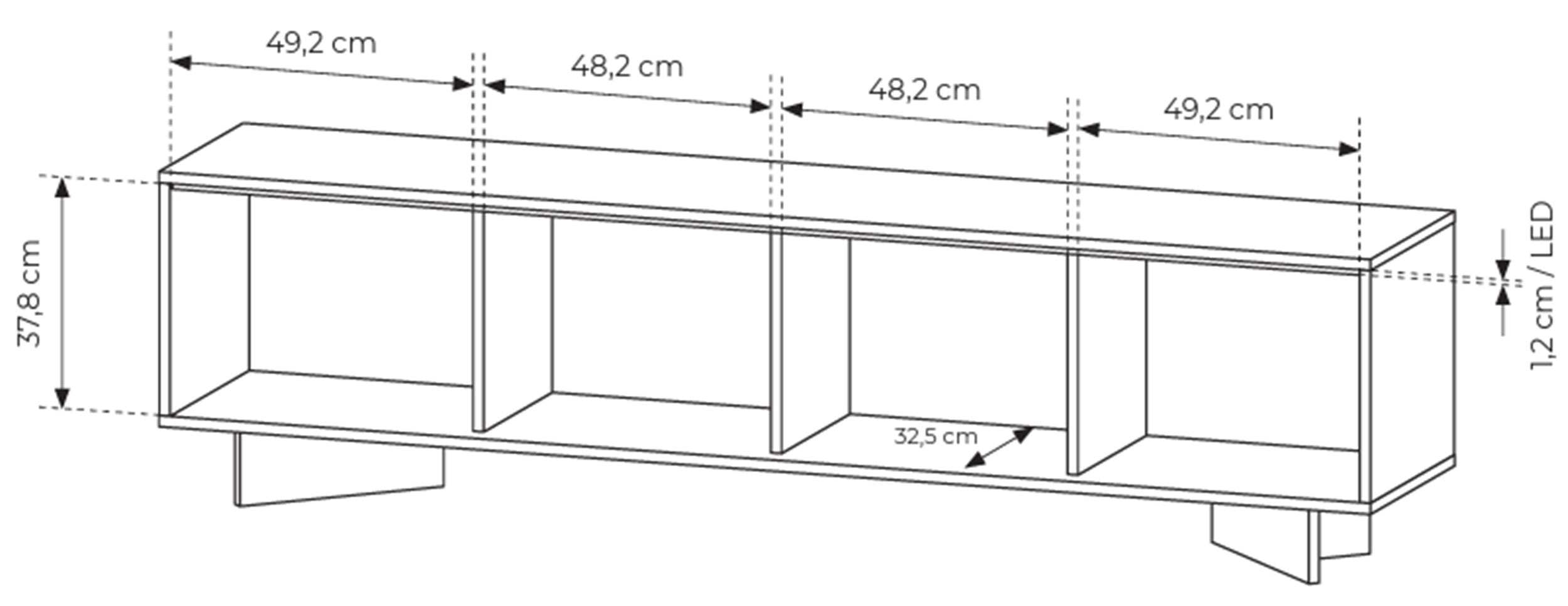Viertrügiger TV-Schrank Semi mit LED-Beleuchtung 204 cm Bolivar Natur/Cappuccino