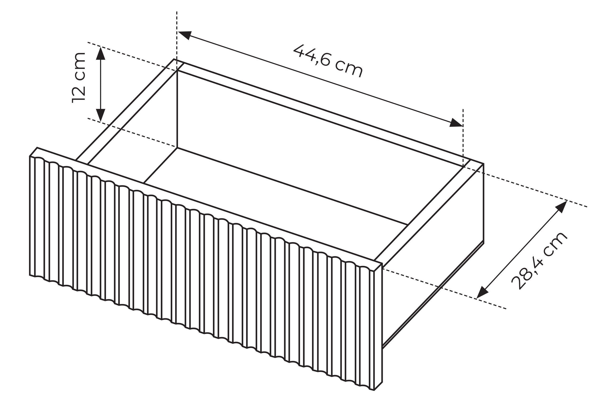 Zweiturige Kommode Falsetto mit gerillten Fronten und drei Schubladen, 154 cm, schwarz