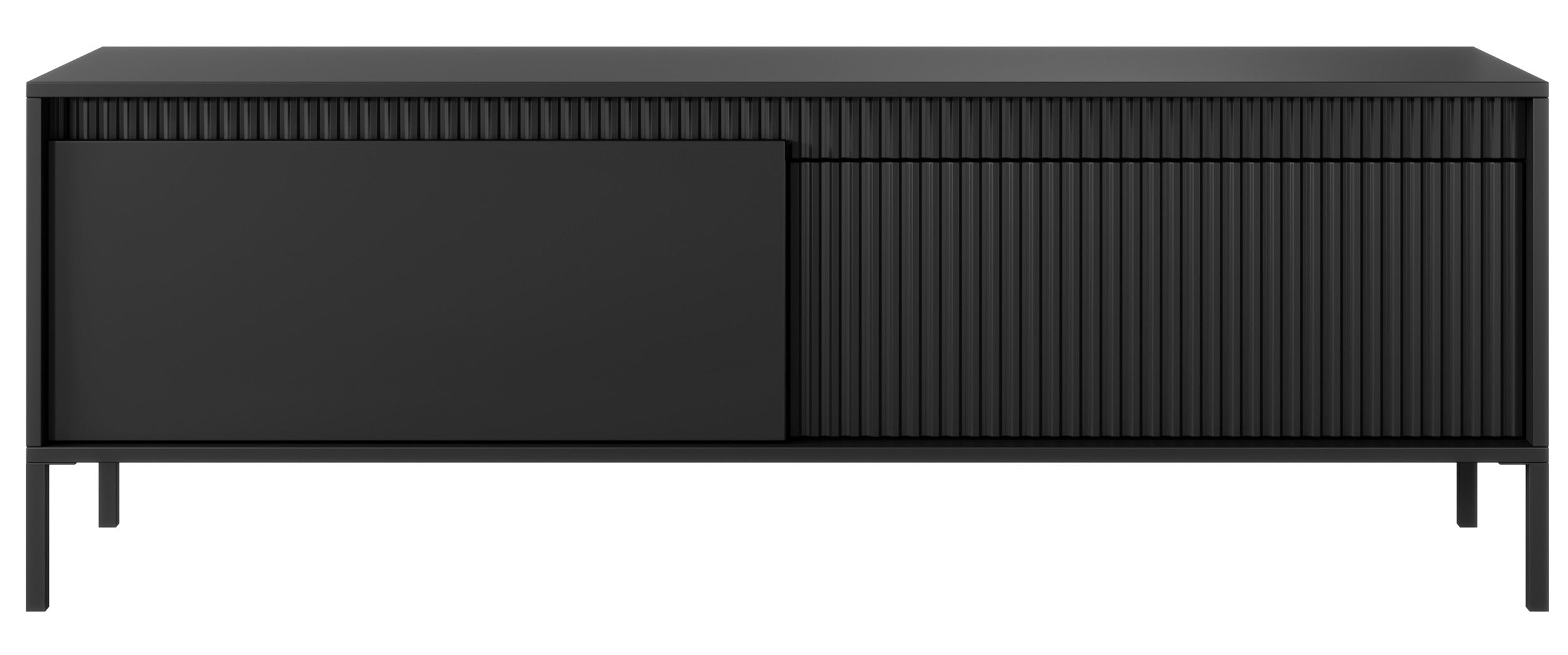 Falsetto TV-Schrank, zweiflügelig mit gerillter Front, 154 cm, schwarz
