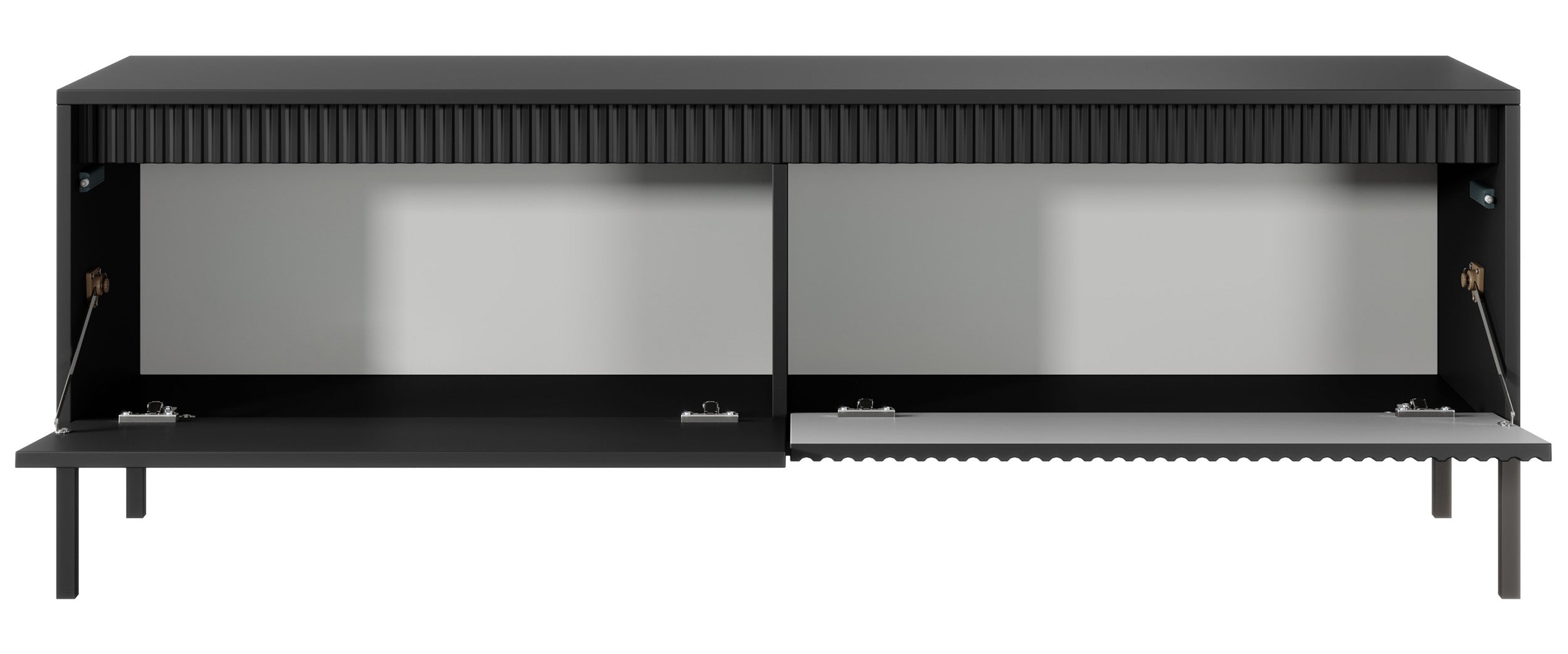 Falsetto TV-Schrank, zweiflügelig mit gerillter Front, 154 cm, schwarz