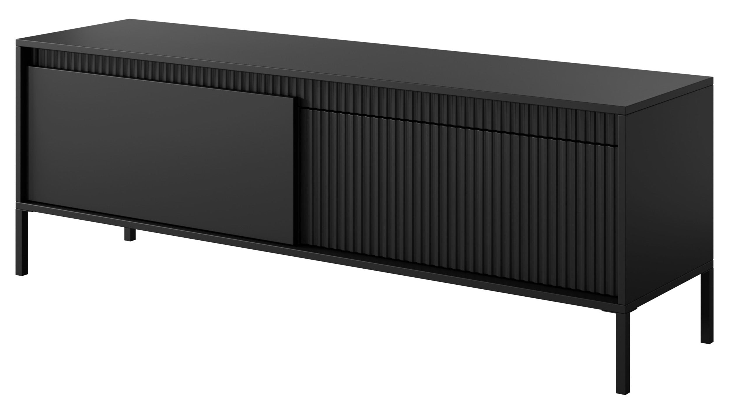 Falsetto TV-Schrank, zweiflügelig mit gerillter Front, 154 cm, schwarz