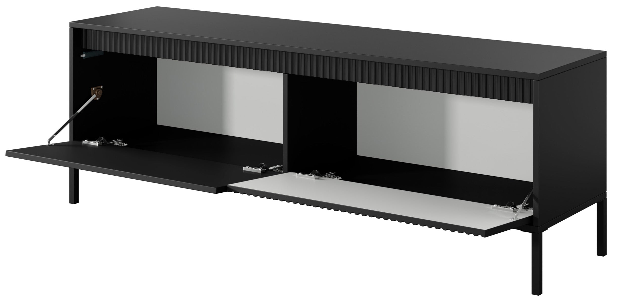 Falsetto TV-Schrank, zweiflügelig mit gerillter Front, 154 cm, schwarz