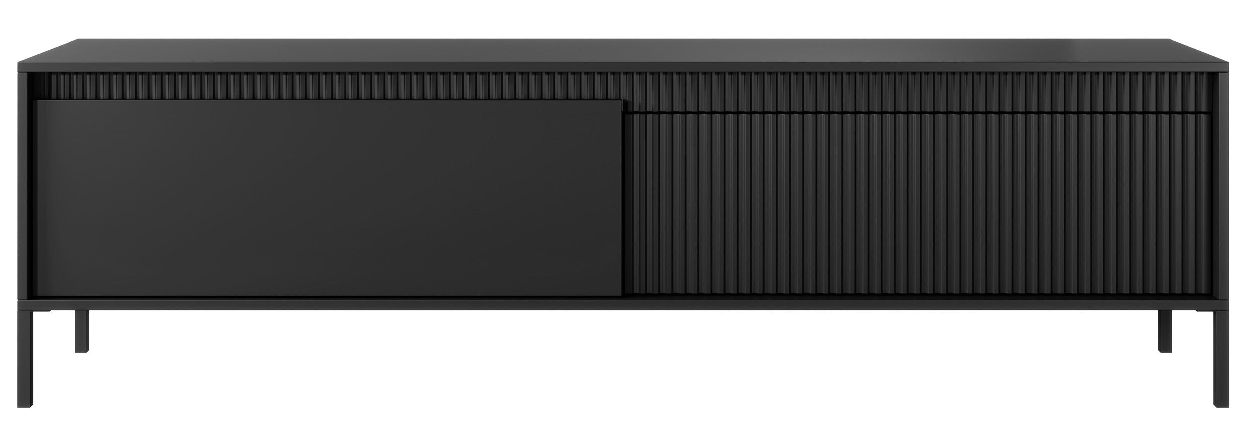 Falsetto TV-Schrank mit zwei Türen und geriffelter Front, 187 cm, schwarz