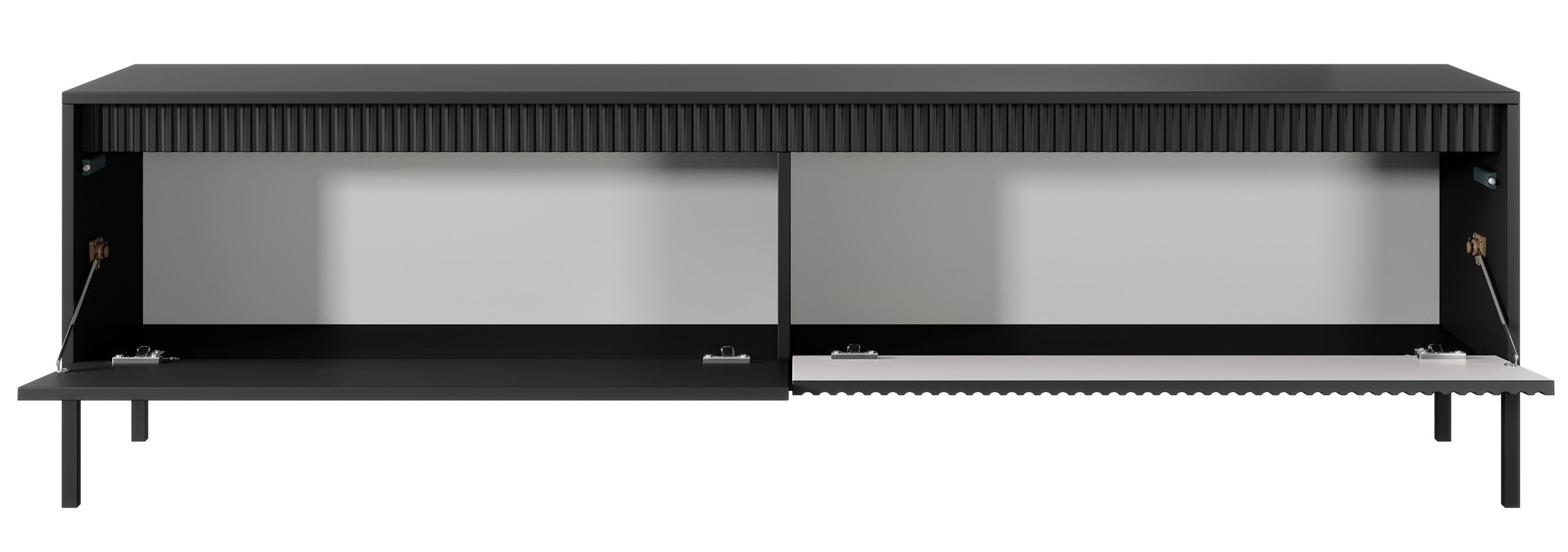 Falsetto TV-Schrank mit zwei Türen und geriffelter Front, 187 cm, schwarz