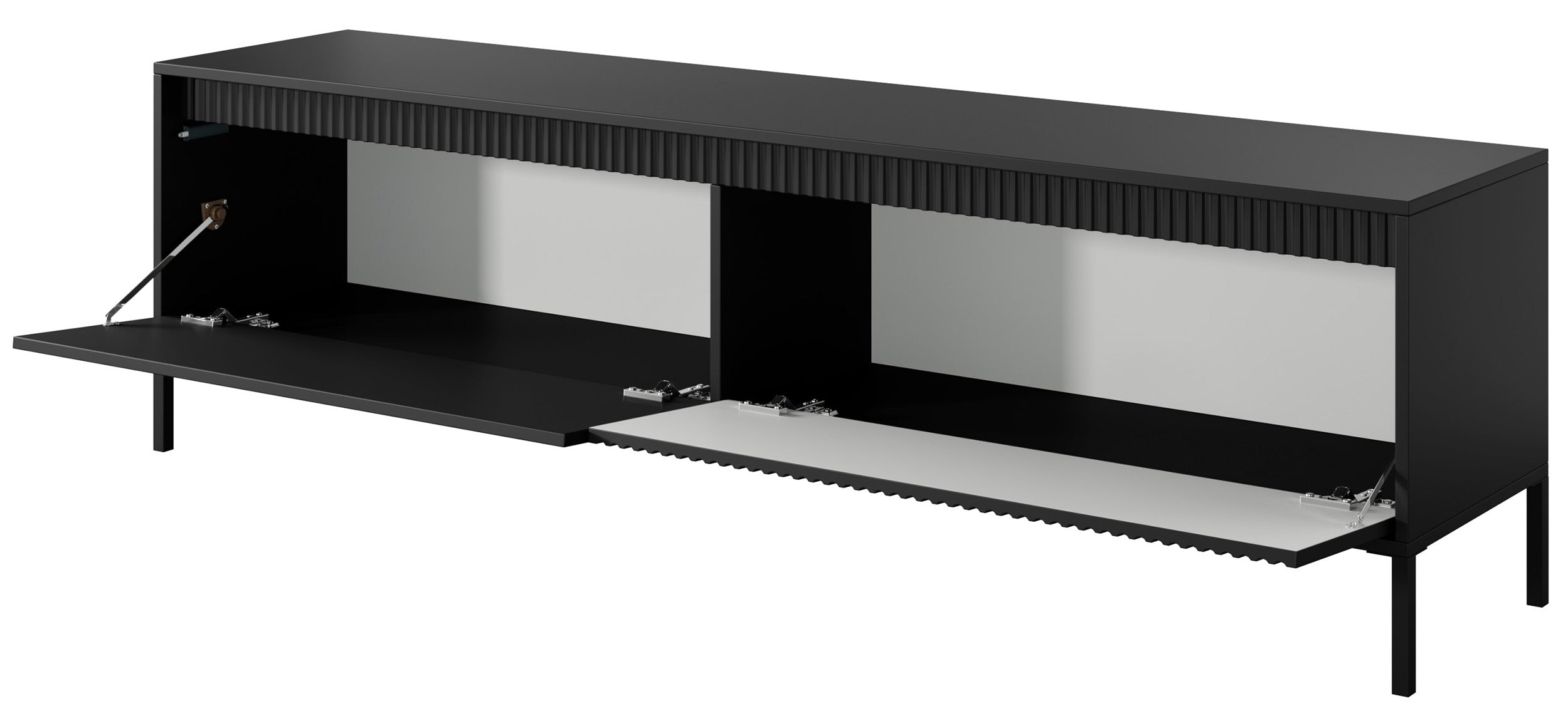 Falsetto TV-Schrank mit zwei Türen und geriffelter Front, 187 cm, schwarz