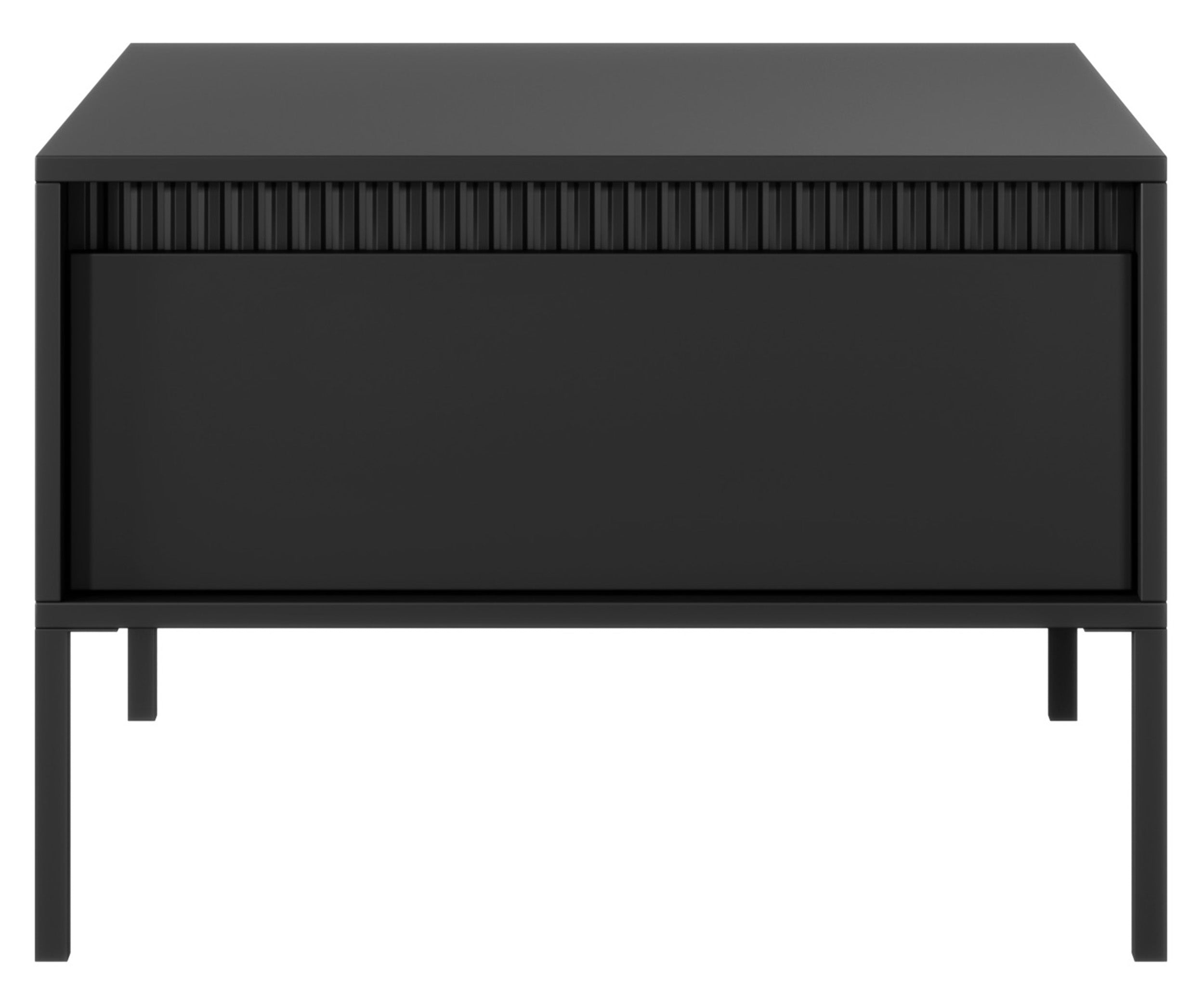 Couchtisch Falsetto mit Schublade und geriffelter Front 68x68 cm schwarz