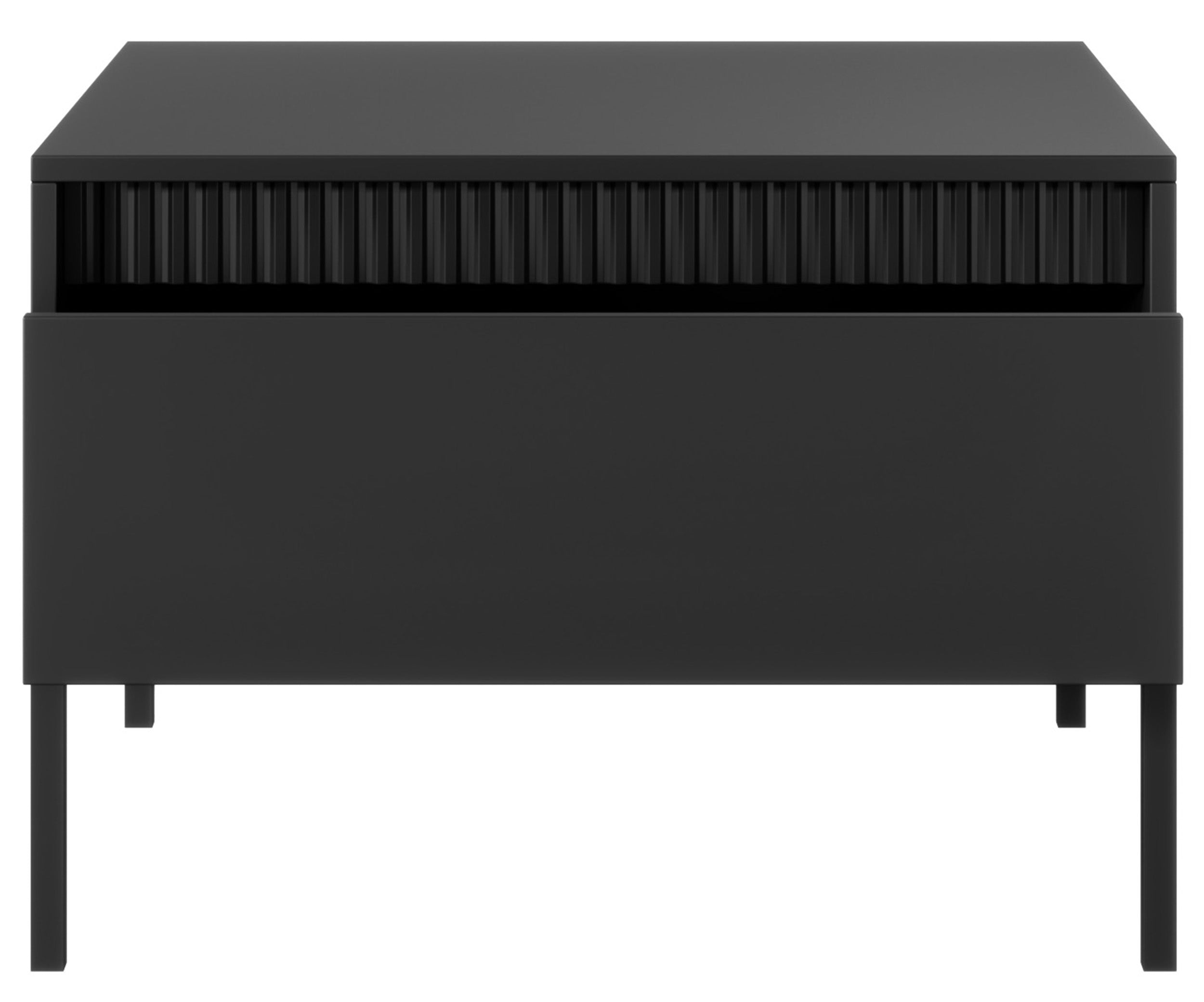 Couchtisch Falsetto mit Schublade und geriffelter Front 68x68 cm schwarz