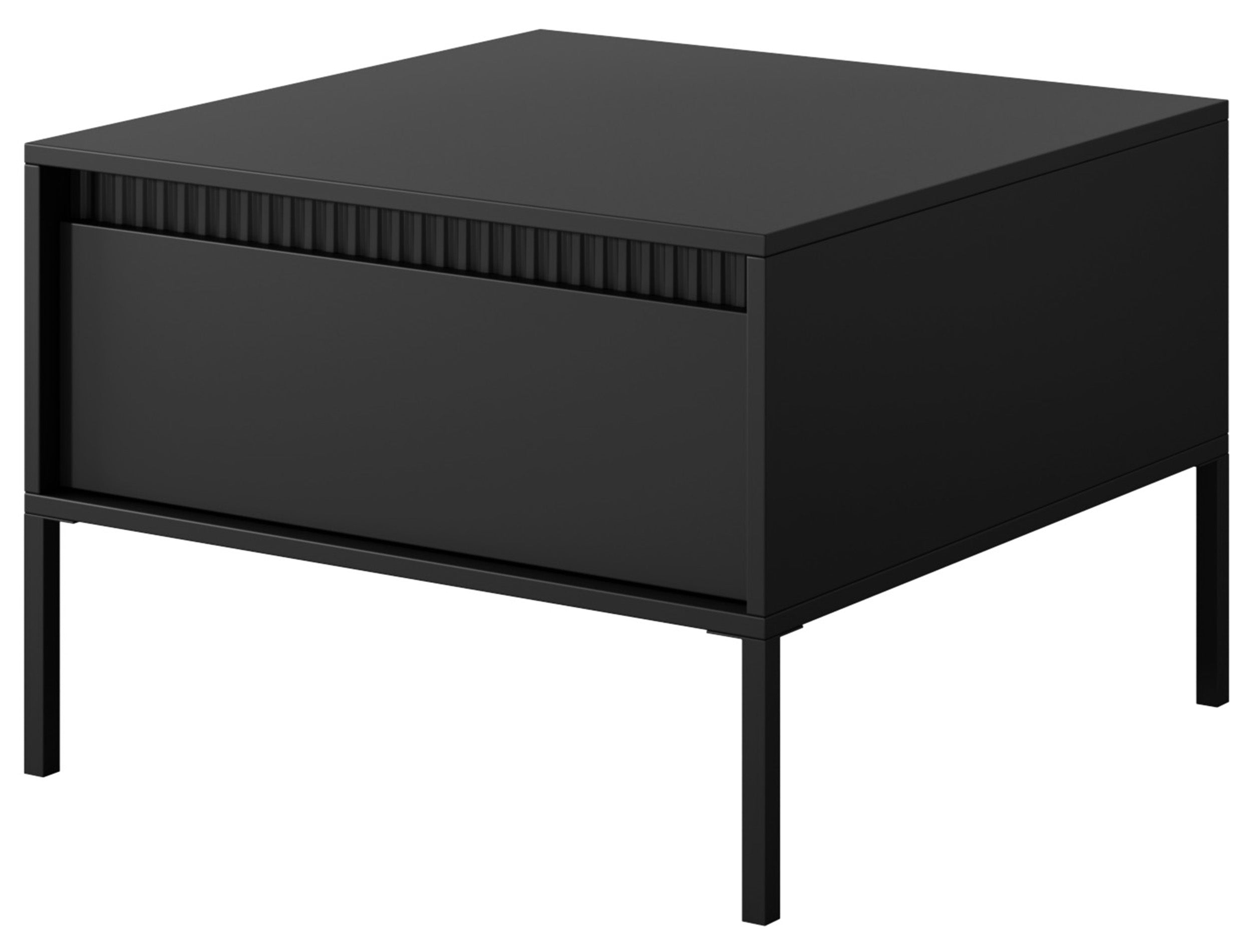 Couchtisch Falsetto mit Schublade und geriffelter Front 68x68 cm schwarz