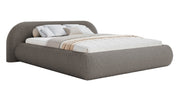 Polsterbett 140x200 cm Shels Low mit Stauraum, Metallrahmen, braunes Bouclé