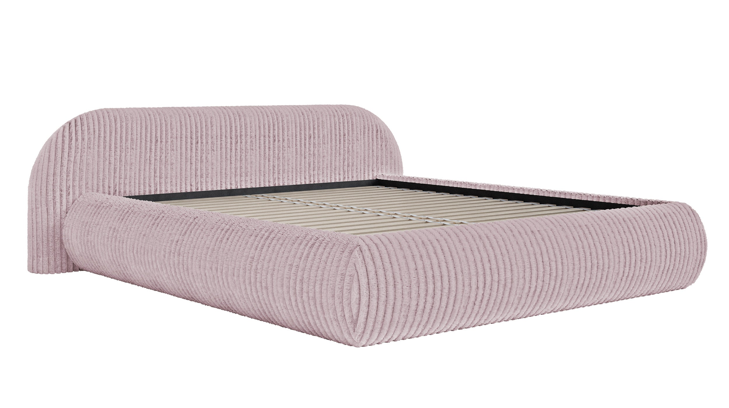 Gepolstertes Bett 160x200 cm Shels Low rosa dicker Cordstoff