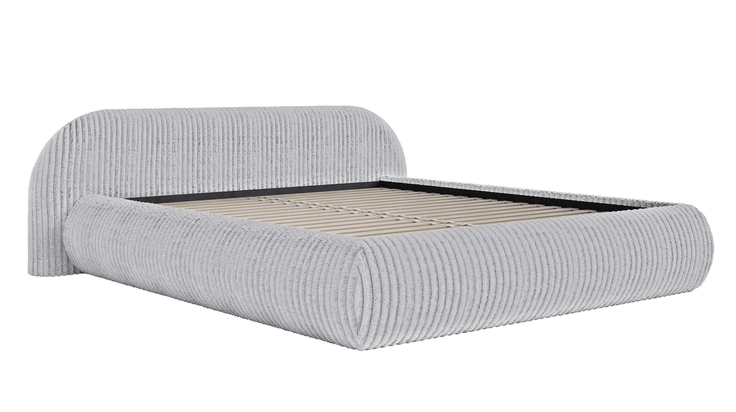 Gepolstertes Bett 160x200 cm Shels Low grau dicker Cord