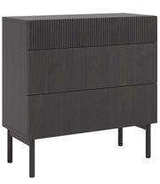 Kommode Nolie mit drei Schubladen 90 cm Portland Esche Schwarz