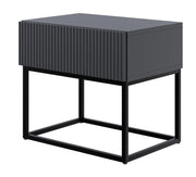 Nachttisch Veldio mit gefräster Front und Schublade 50 cm Schwarz mit schwarzen Beinen