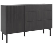 Einzeltür-Kommode Nolie mit drei Schubladen, 140 cm, Portland Esche Schwarz