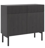 Zweiturige Kommode Nolie mit zwei Schubladen, 100 cm, Portland Esche Schwarz