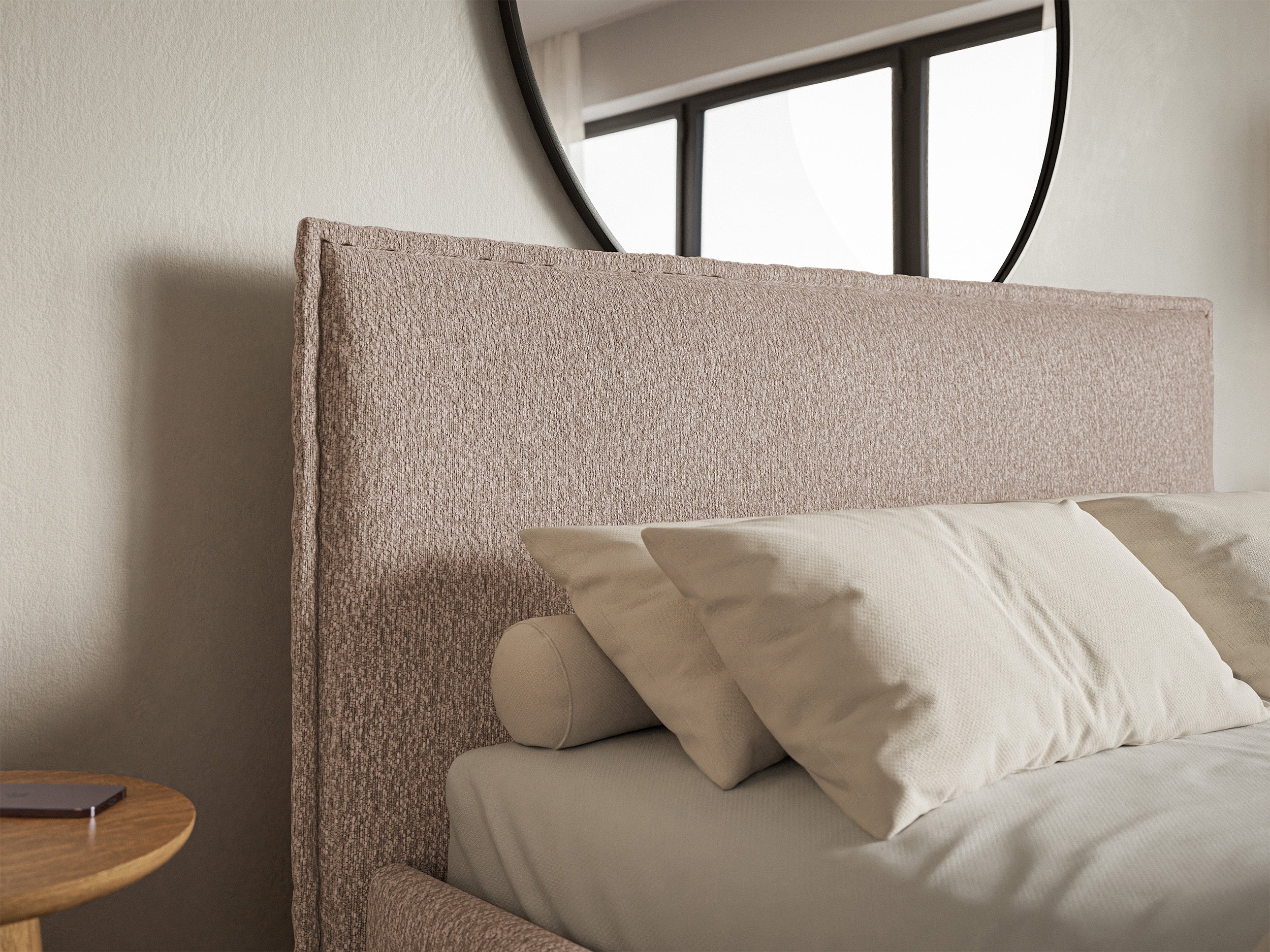 Polsterbett 200x200 cm Softie Slim dunkelbeige Chenille