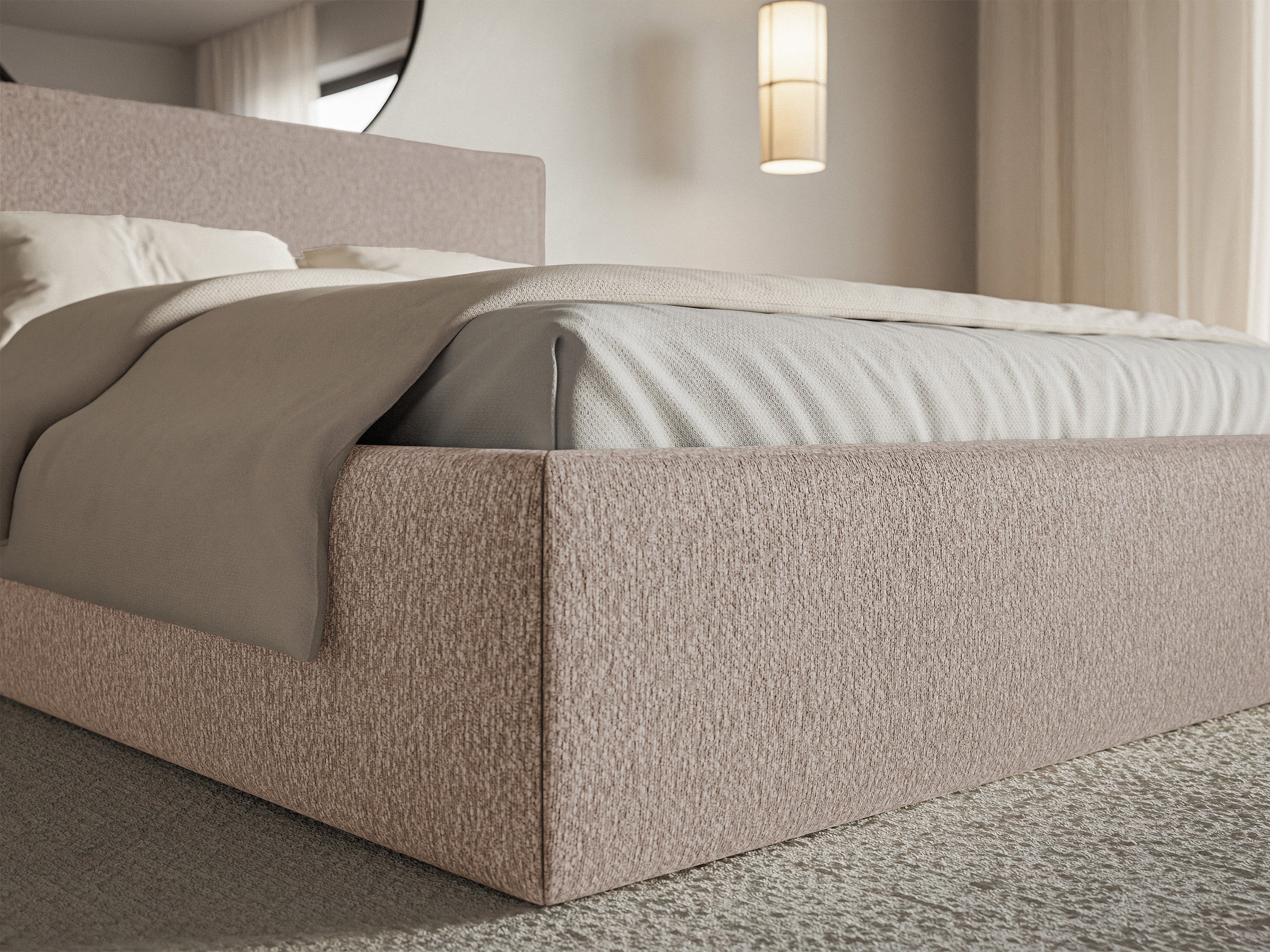 Polsterbett 200x200 cm Softie Slim dunkelbeige Chenille