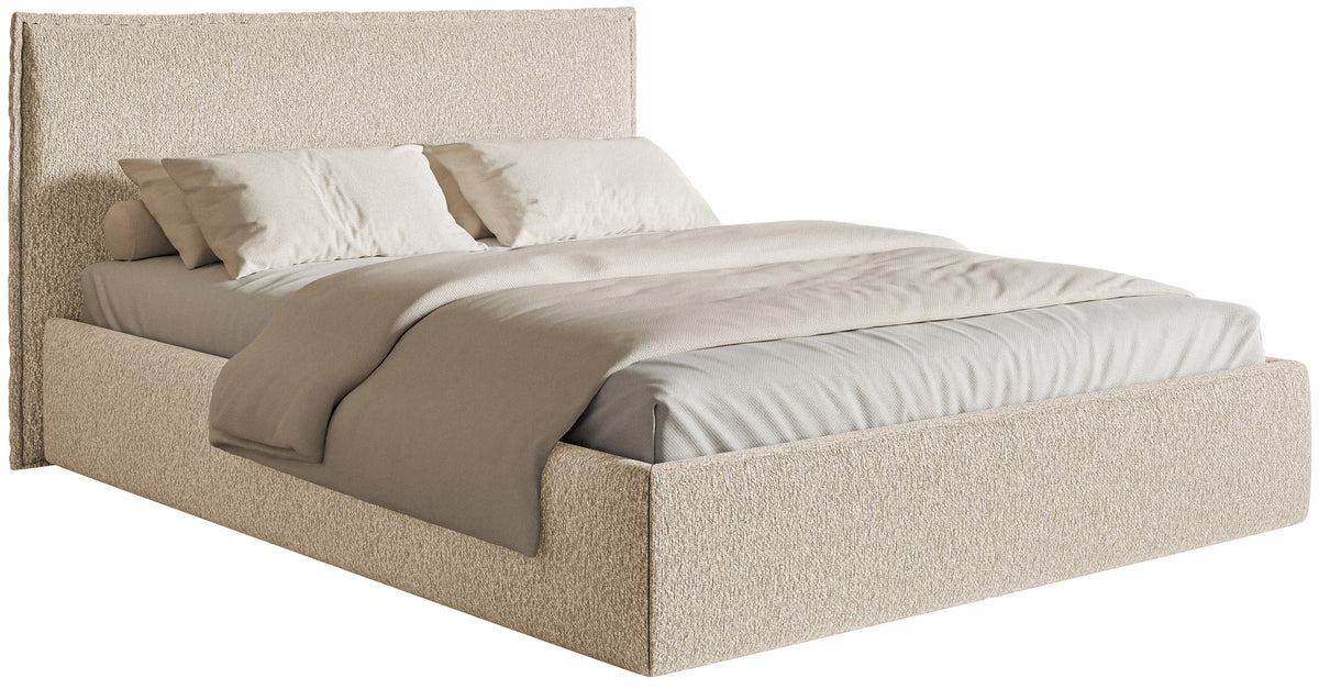 Polsterbett 160x200 cm Softie Slim mit Stauraum, beige Chenille, Metal – Selsey EU