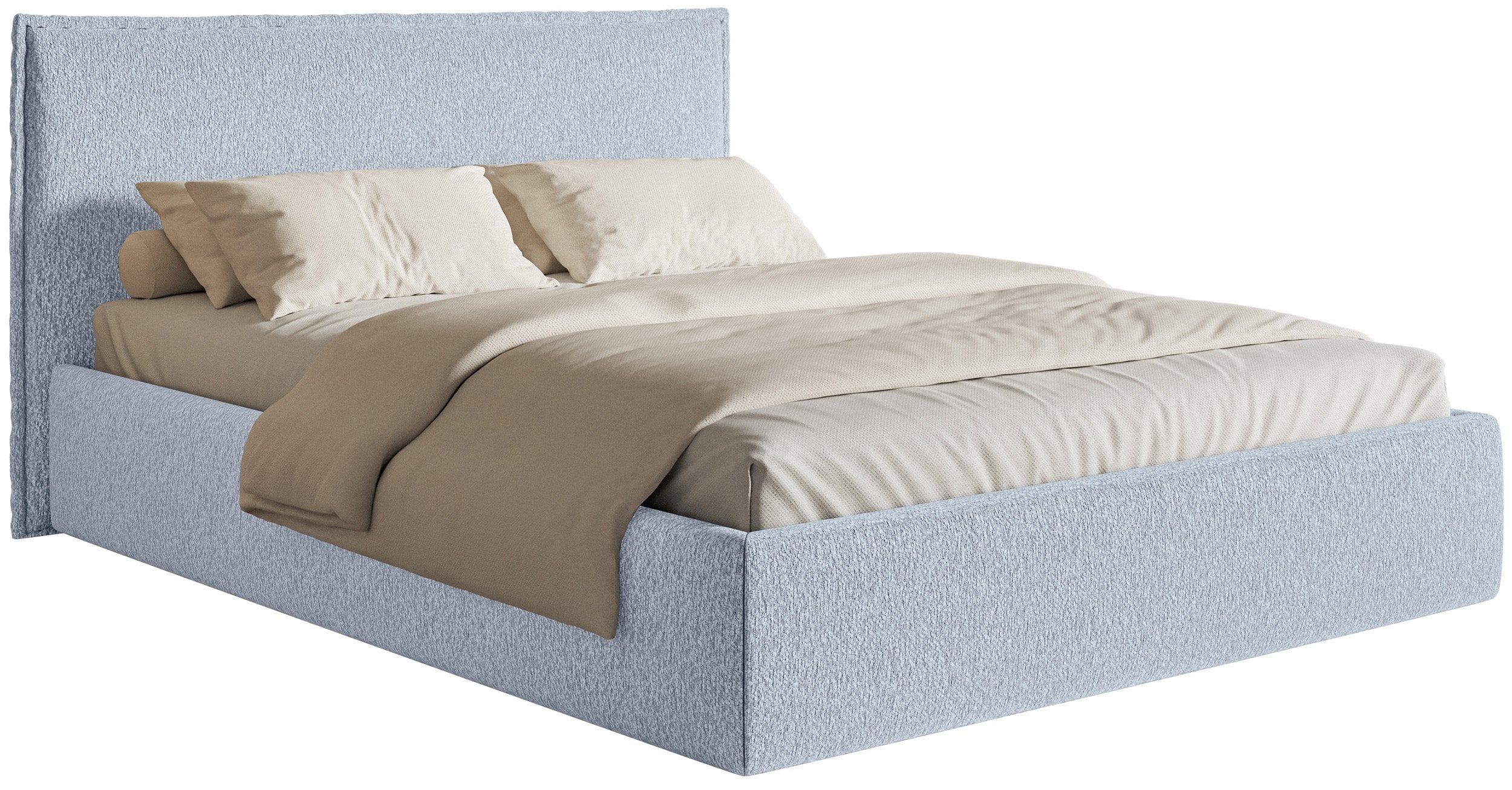 Polsterbett 140x200 cm Softie Slim hellblauer Chenille