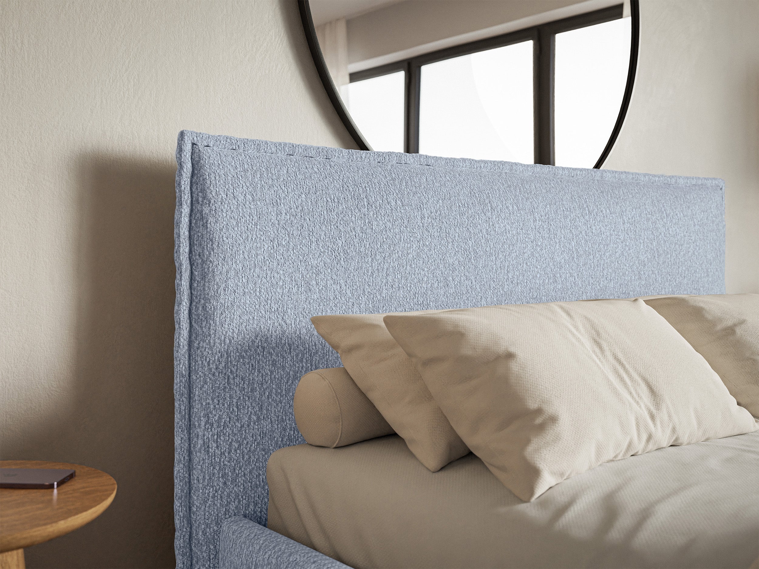 Polsterbett 140x200 cm Softie Slim hellblauer Chenille