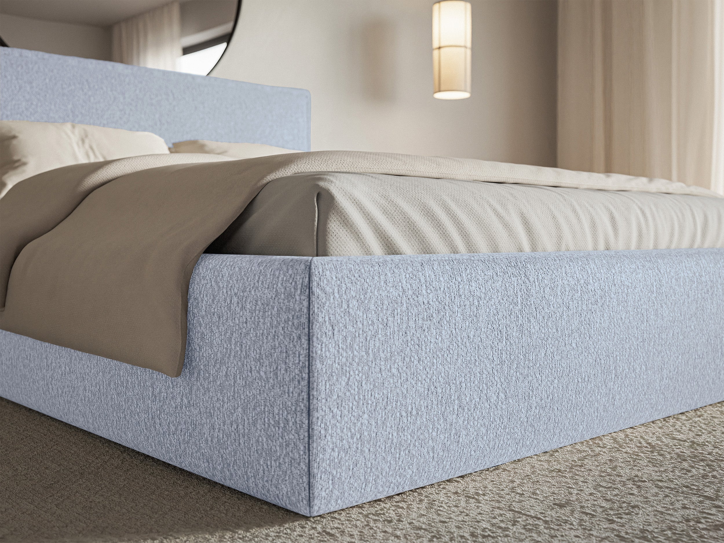Polsterbett 140x200 cm Softie Slim hellblauer Chenille