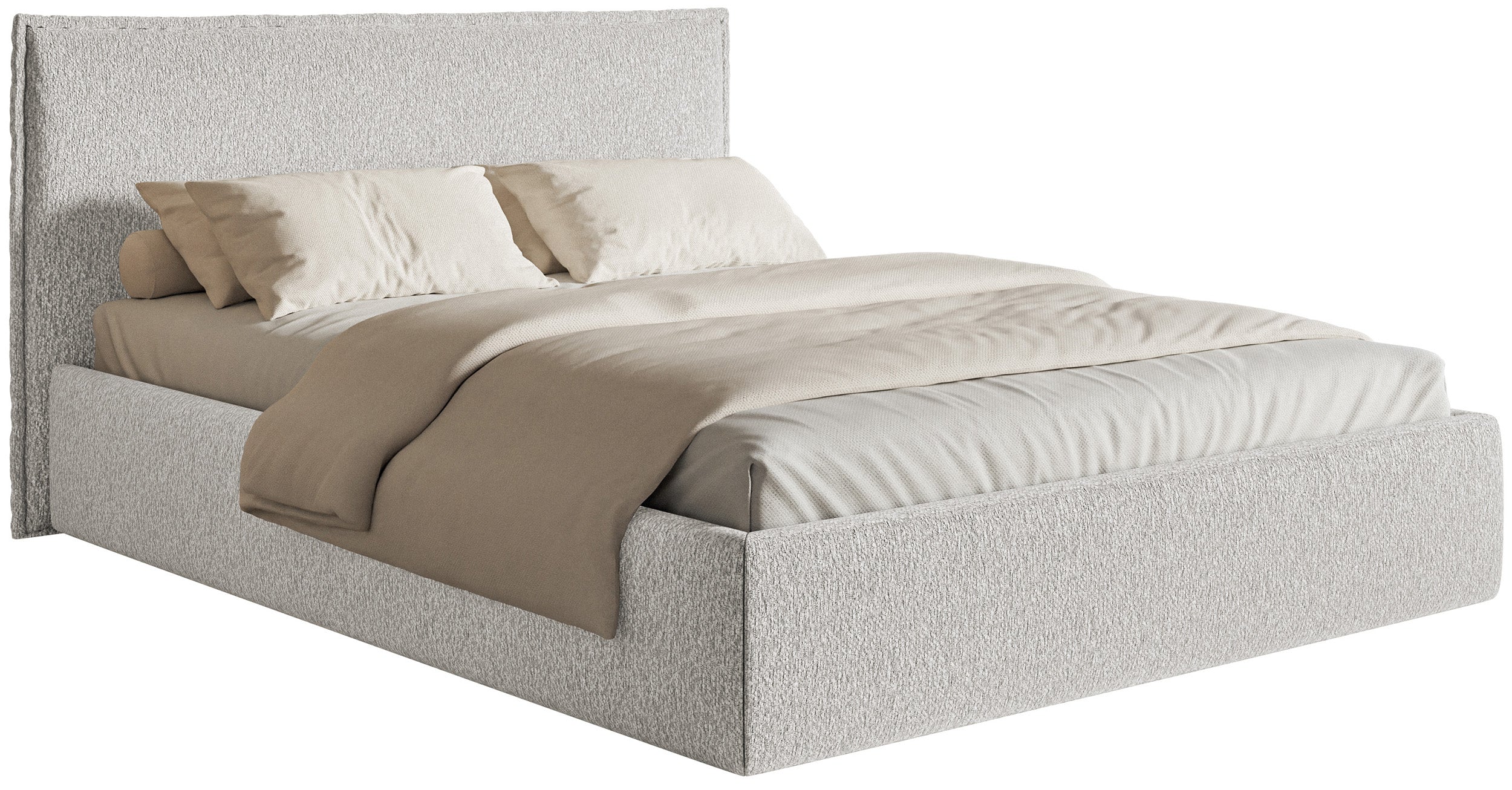 Gepolstertes Bett 200x200 cm Softie Slim hellgrauer Chenille