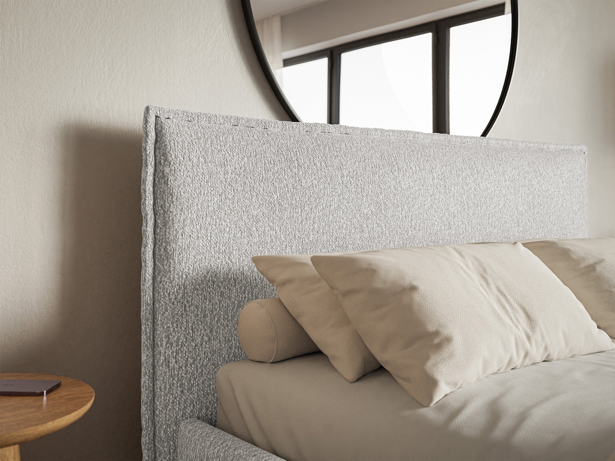 Gepolstertes Bett 200x200 cm Softie Slim hellgrauer Chenille