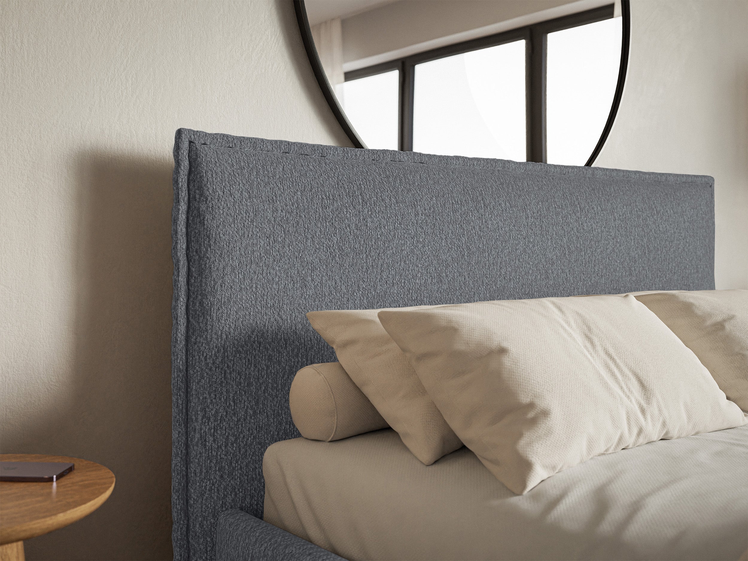 Polsterbett 140x200 cm Softie Slim, graphitfarben, Chenille